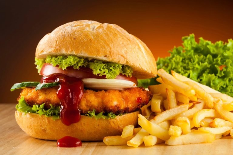 Big hamburger and vegetablesMore ...