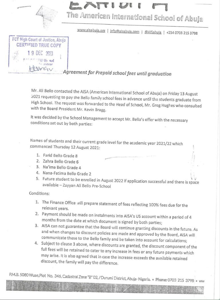 Bello children sch fees